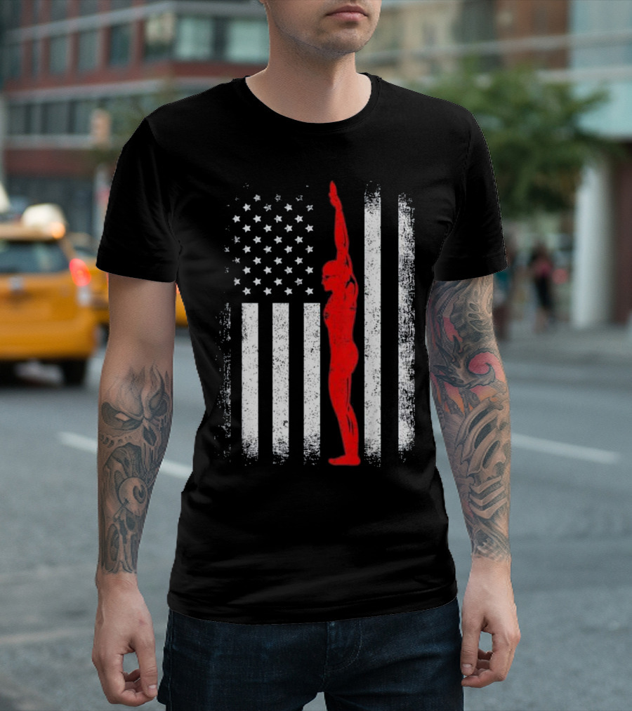 USA Red White Vintage American Swimming Flag T-Shirt