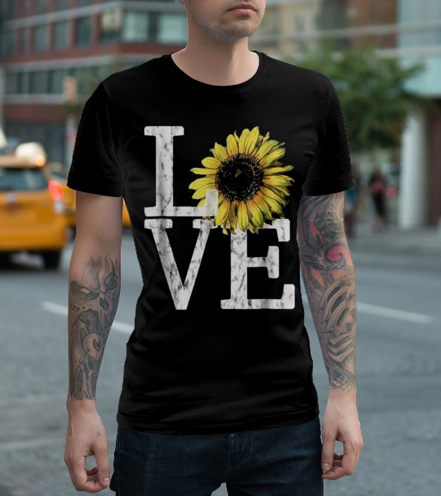 Sunflower Vintage Love Hippie T-Shirt