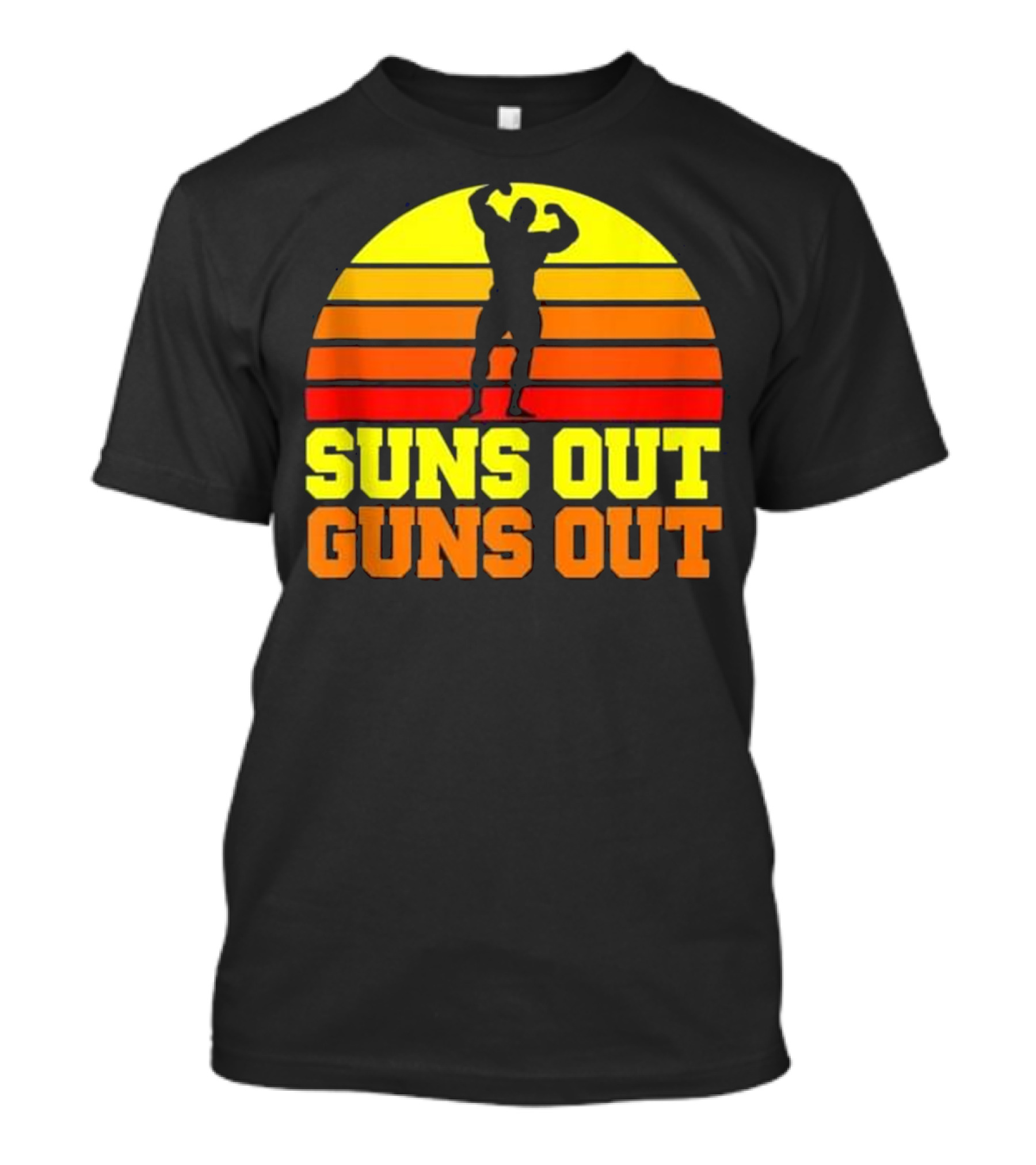 Suns Out Guns Out Funny Weight Lifting Sunset T-Shirt