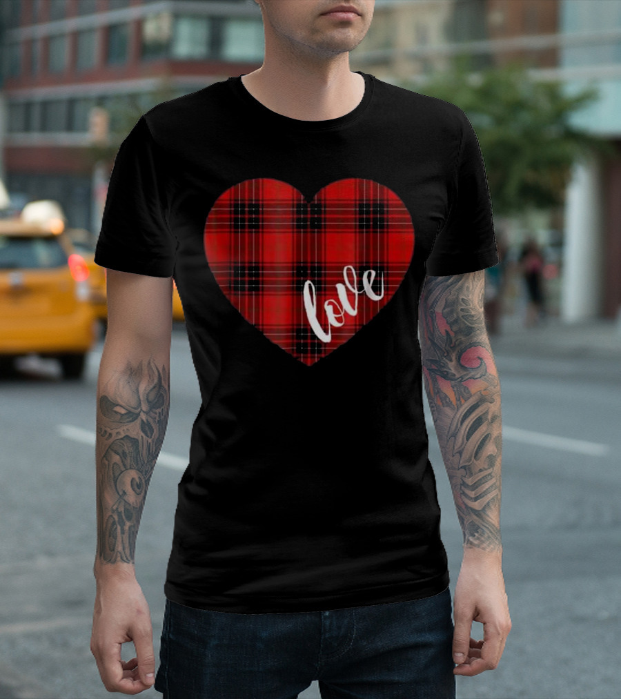 Valentines Day Love Plaid Heart T-Shirt