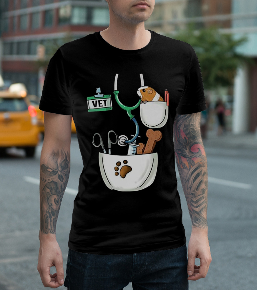 Veterinarian Vet Pocket Guinea Pig Stethoscope Halloween Costume T-Shirt