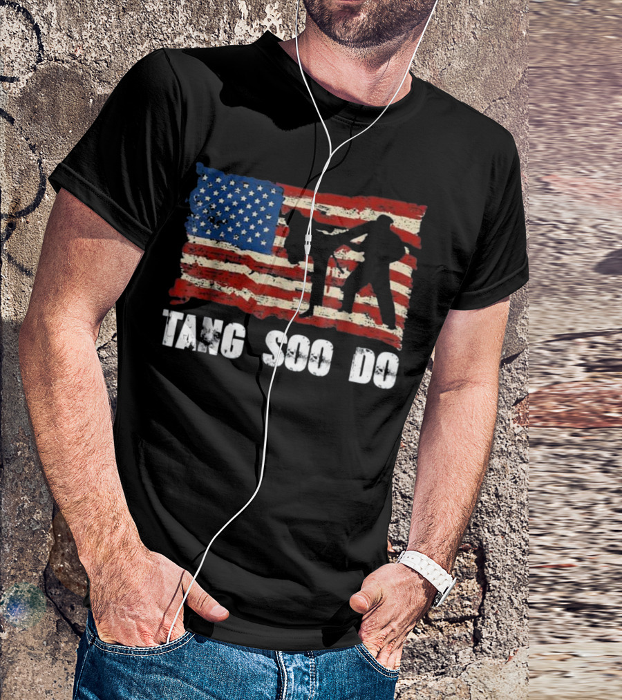 Tang Soo Do Men's Kid's Vintage Martial Arts American Flag T-Shirt