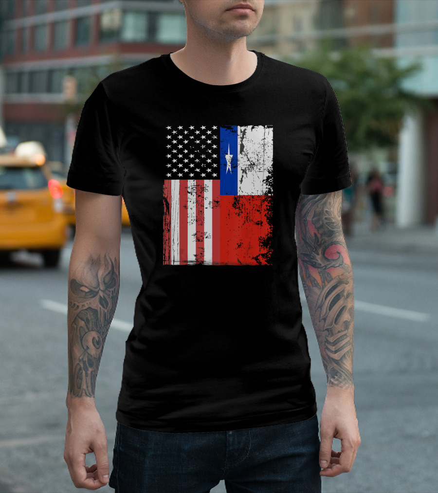 Vintage American Chile Flag Patriot USA Chile Flag Fusion T-Shirt