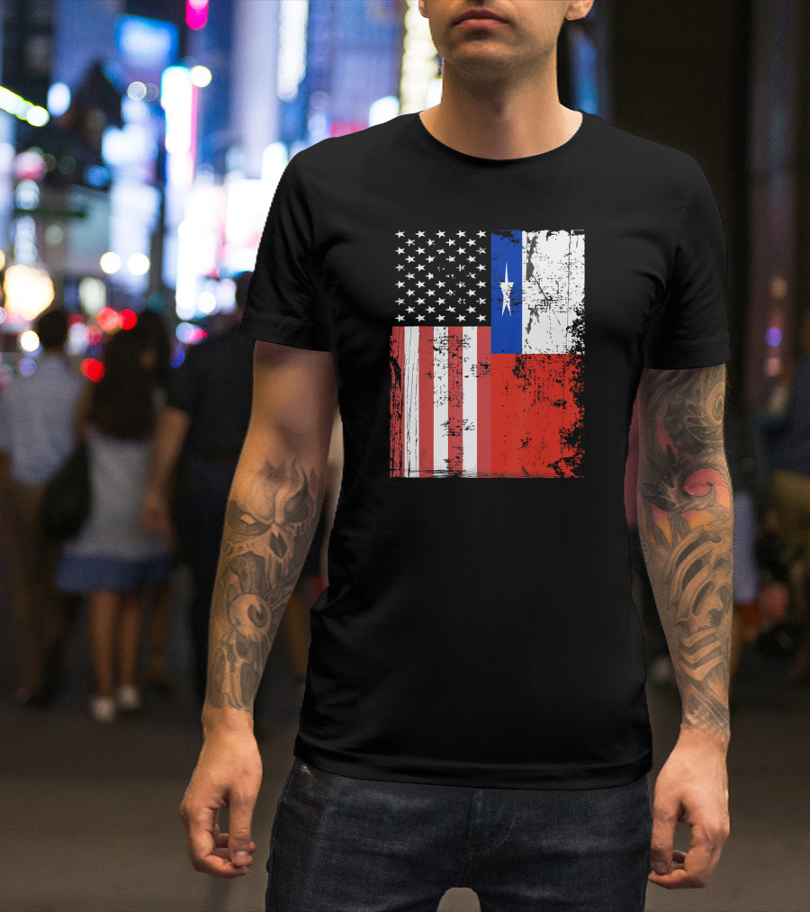 Vintage American Chile Flag Patriot USA Chile Flag Fusion T-Shirt