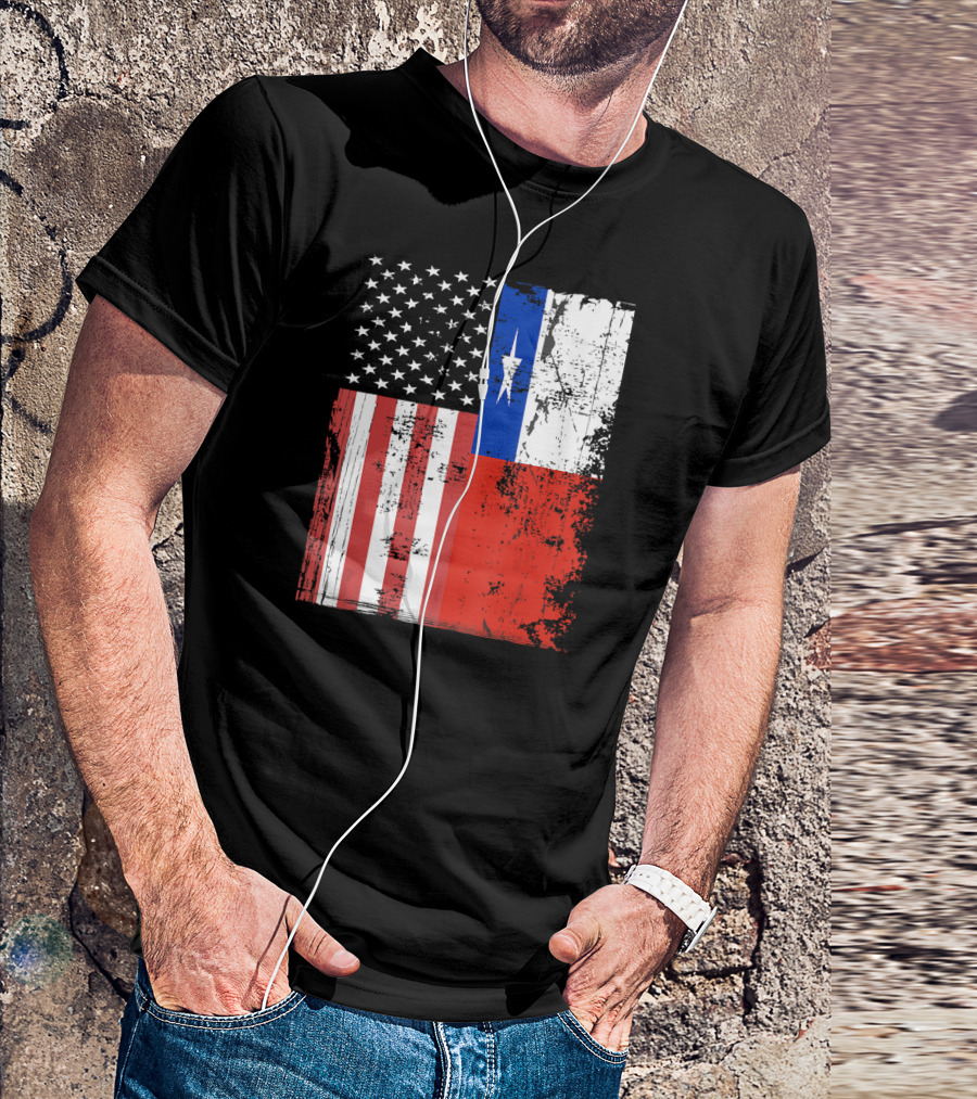 Vintage American Chile Flag Patriot USA Chile Flag Fusion T-Shirt