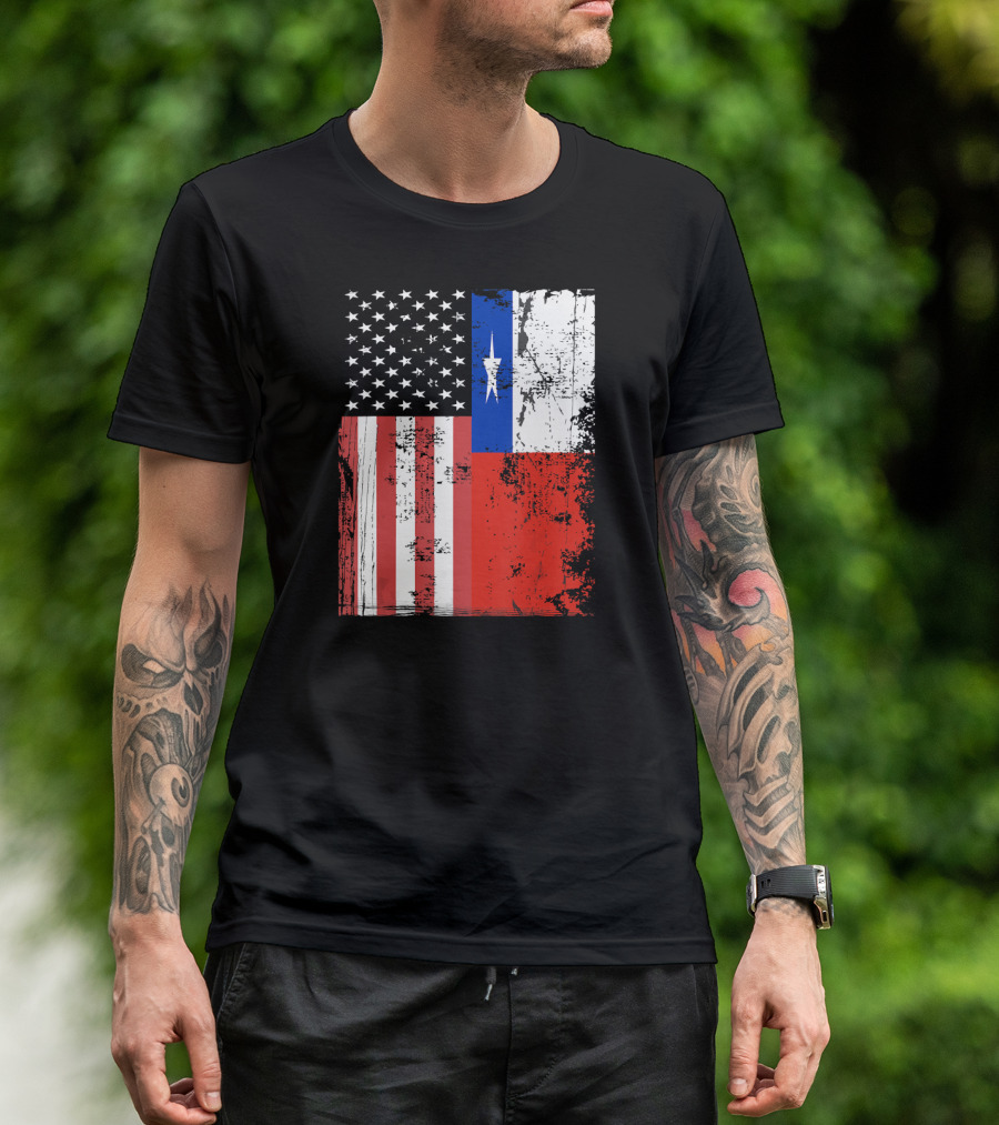 Vintage American Chile Flag Patriot USA Chile Flag Fusion T-Shirt