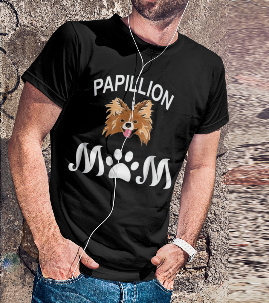 Papillion Mom Paw Print T-Shirt