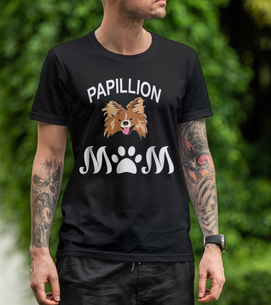 Papillion Mom Paw Print T-Shirt