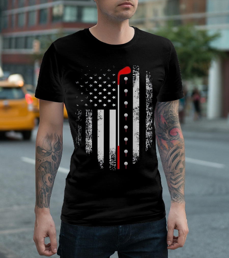 Vintage American USA Flag Golf Golfer Iconic T-Shirt