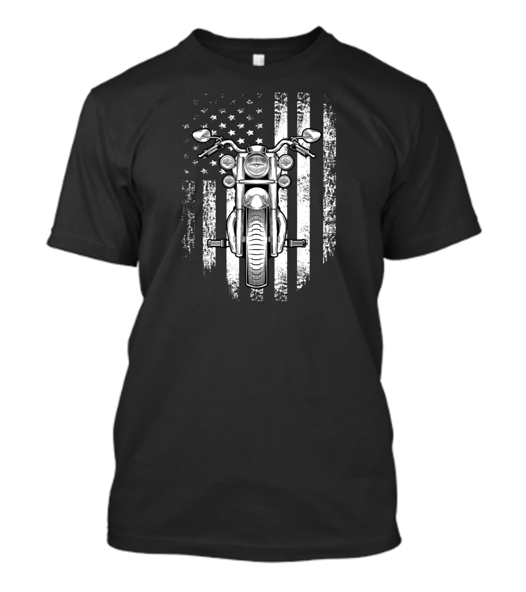 Vintage American Motorcycle With USA Flag Background T-Shirt