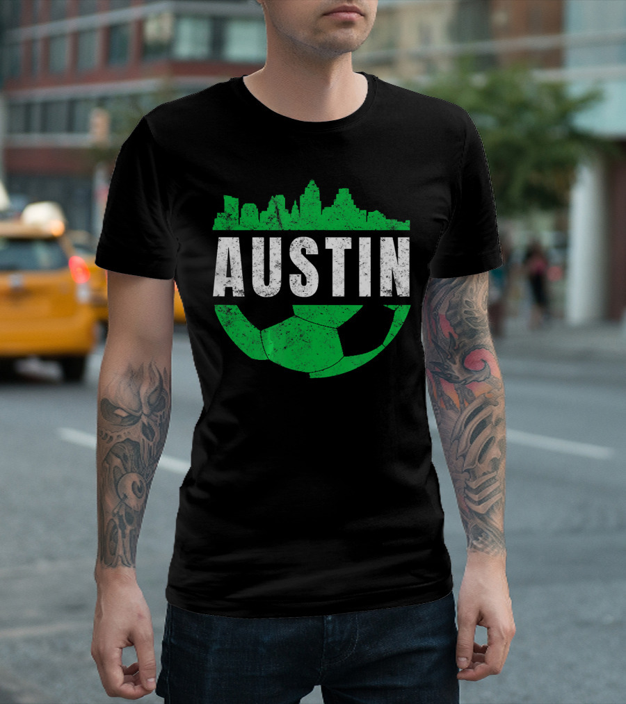 Austin Texas Vintage City Skyline Soccer Fan T-Shirt