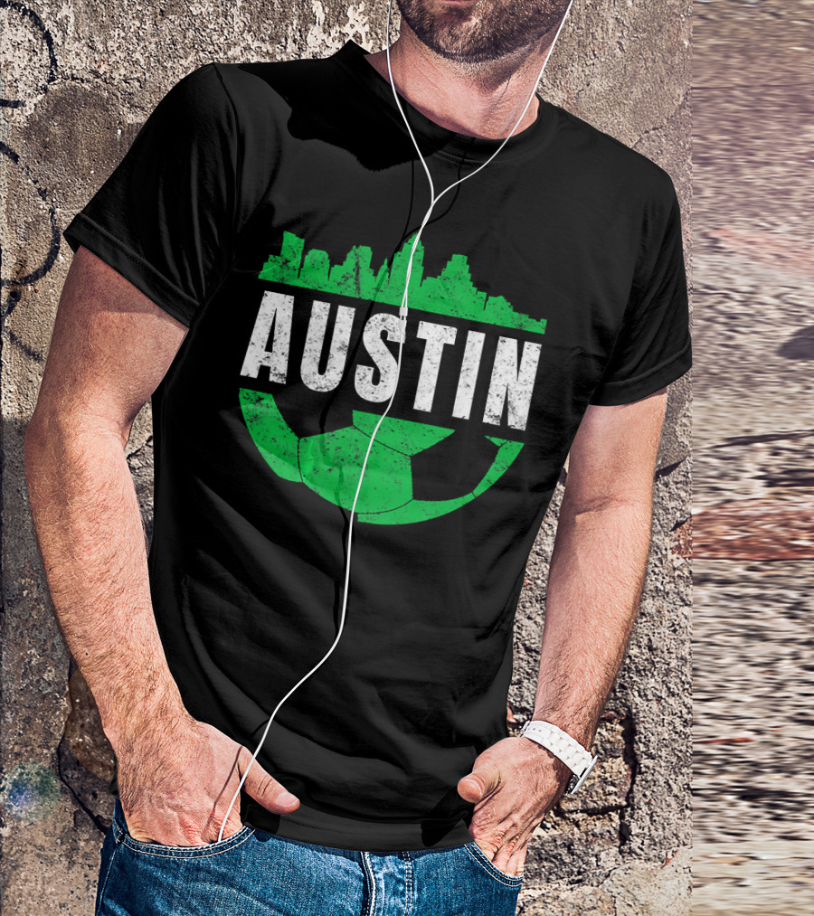 Austin Texas Vintage City Skyline Soccer Fan T-Shirt