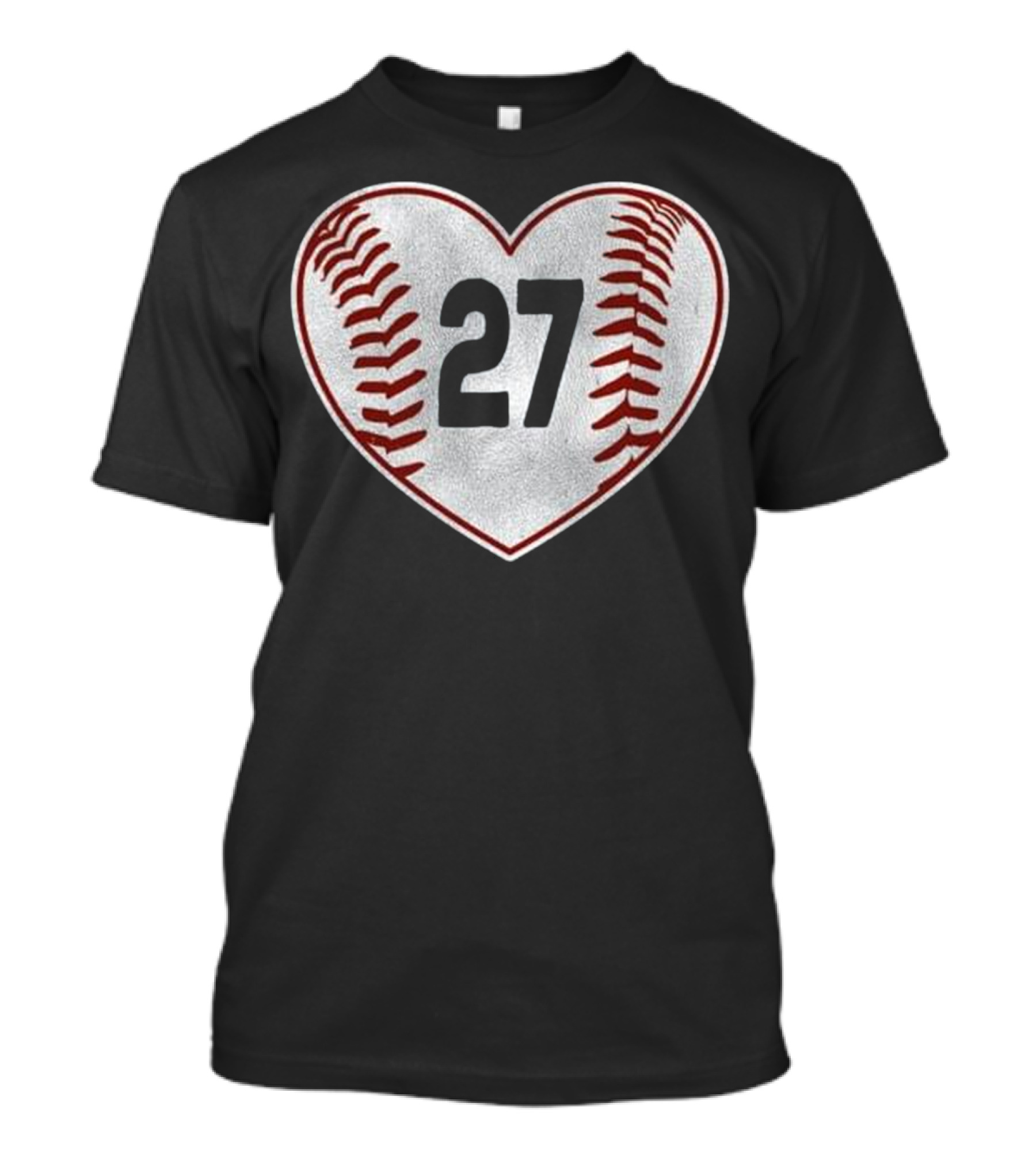 Vintage Baseball Heart 27 Distressed Mom T-Shirt