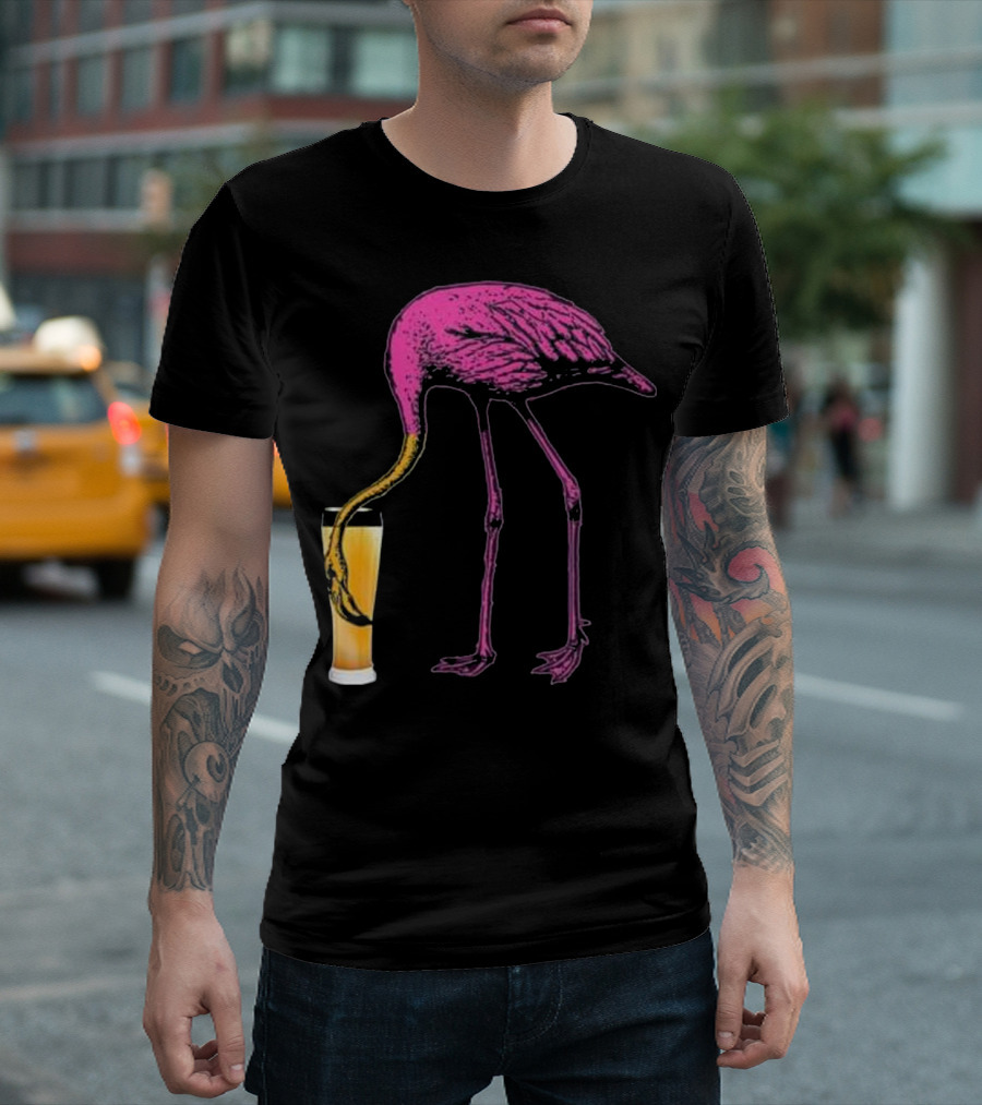 Vintage Pink Flamingo Beer Lover T-Shirt