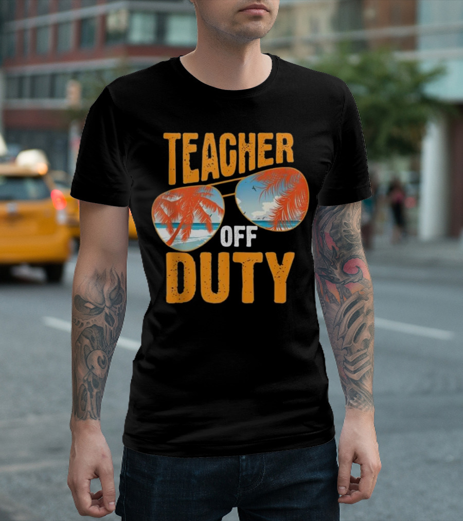 Teacher Off Duty Palm Beach Sunset Sunglasses T-Shirt
