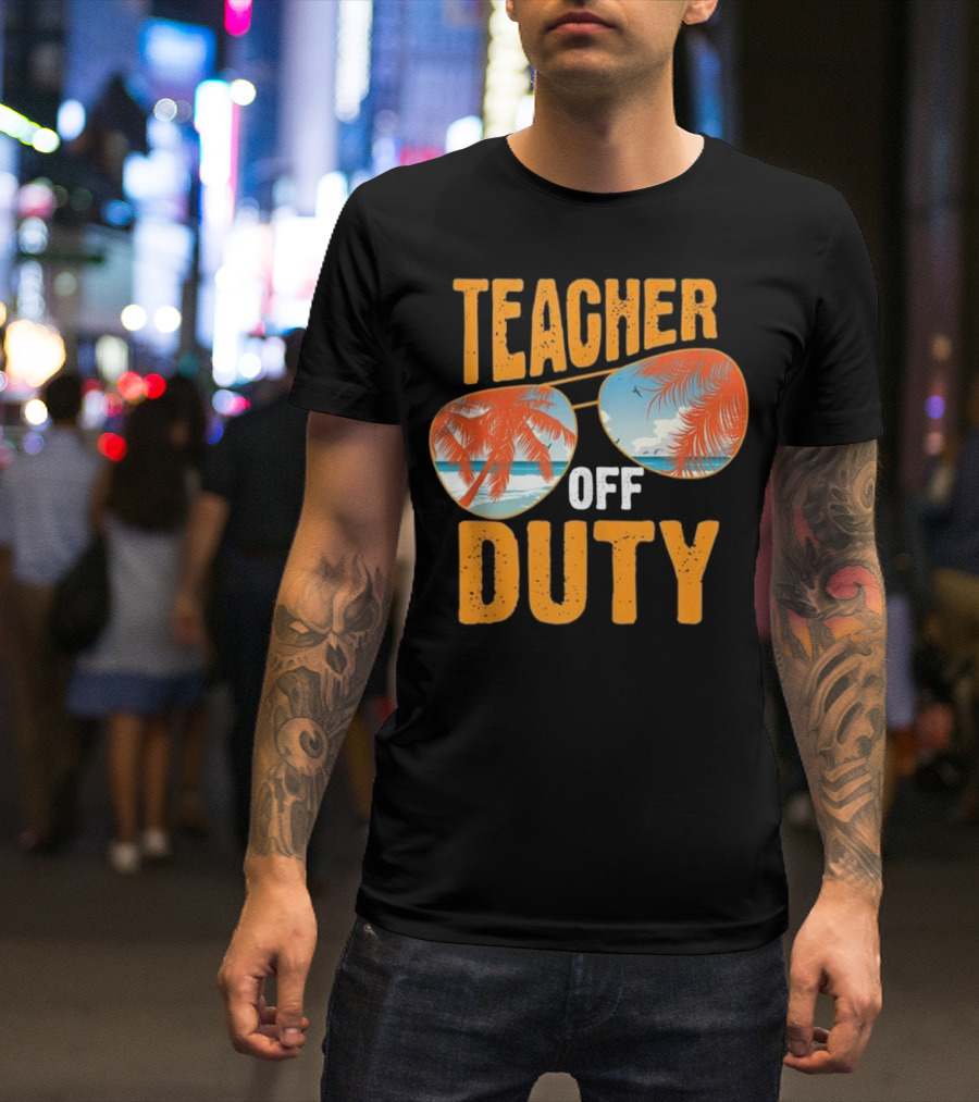 Teacher Off Duty Palm Beach Sunset Sunglasses T-Shirt