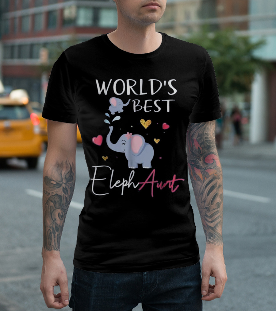 World's Best ElephAunt Elephant Hearts T-Shirt