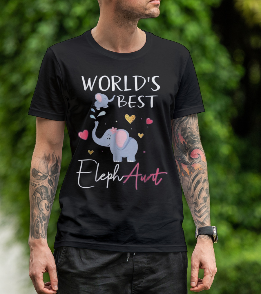 World's Best ElephAunt Elephant Hearts T-Shirt