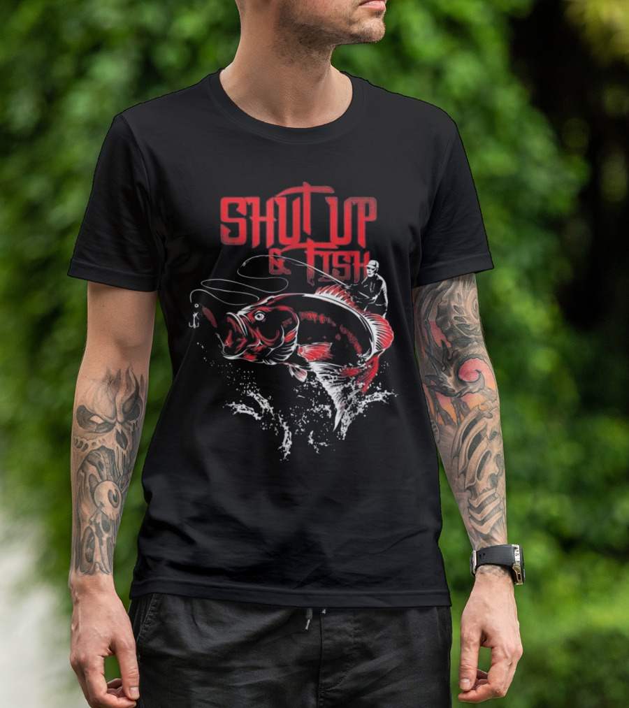 Shut Up And Fish Vintage Fishing Saying T-Shirt