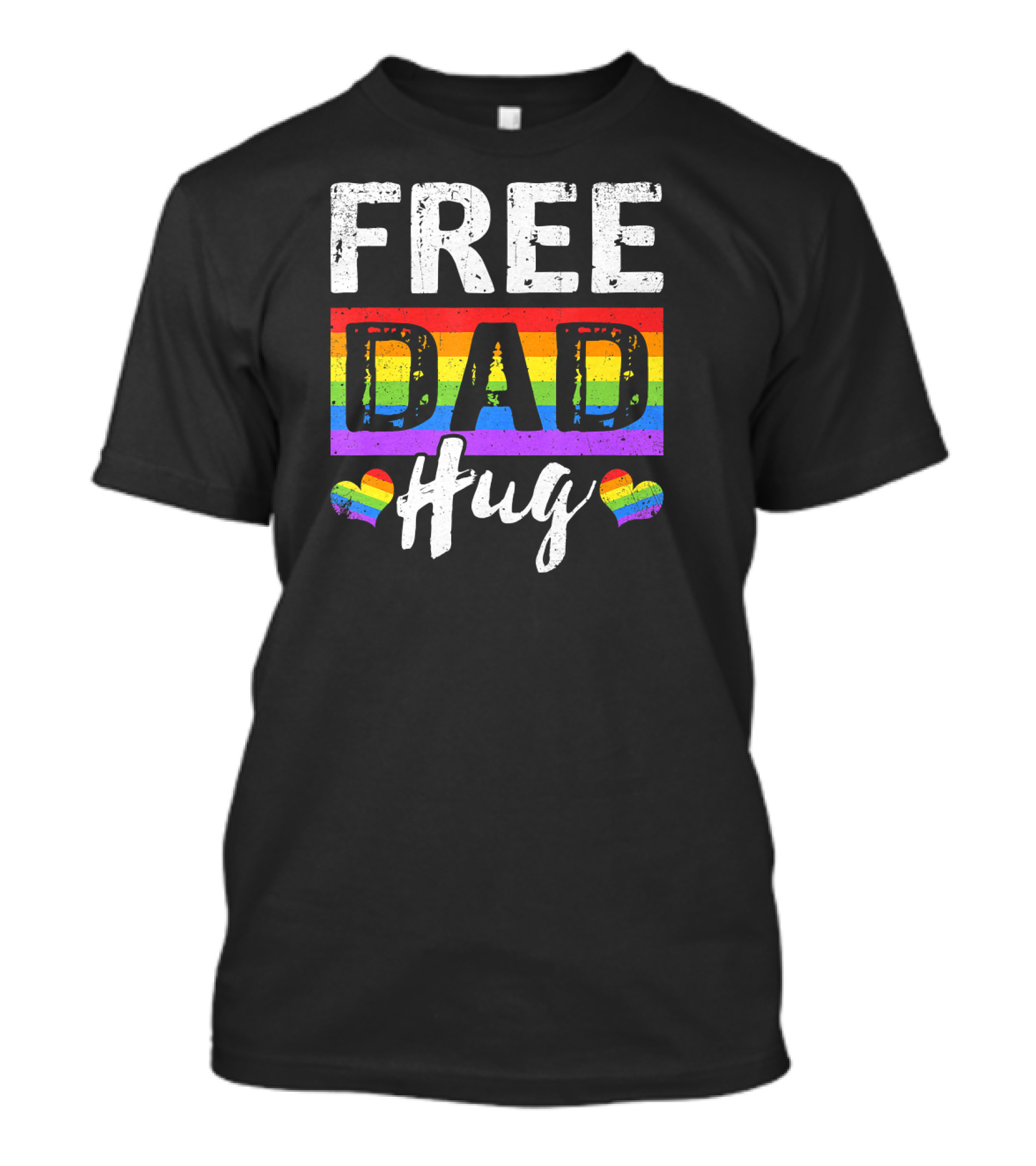 Free Dad Hug Rainbow Heart Vintage T-Shirt