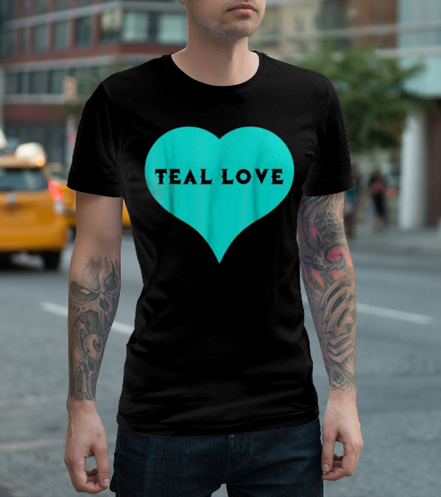 Teal Love Heart Food Allergy Awareness Week T-Shirt