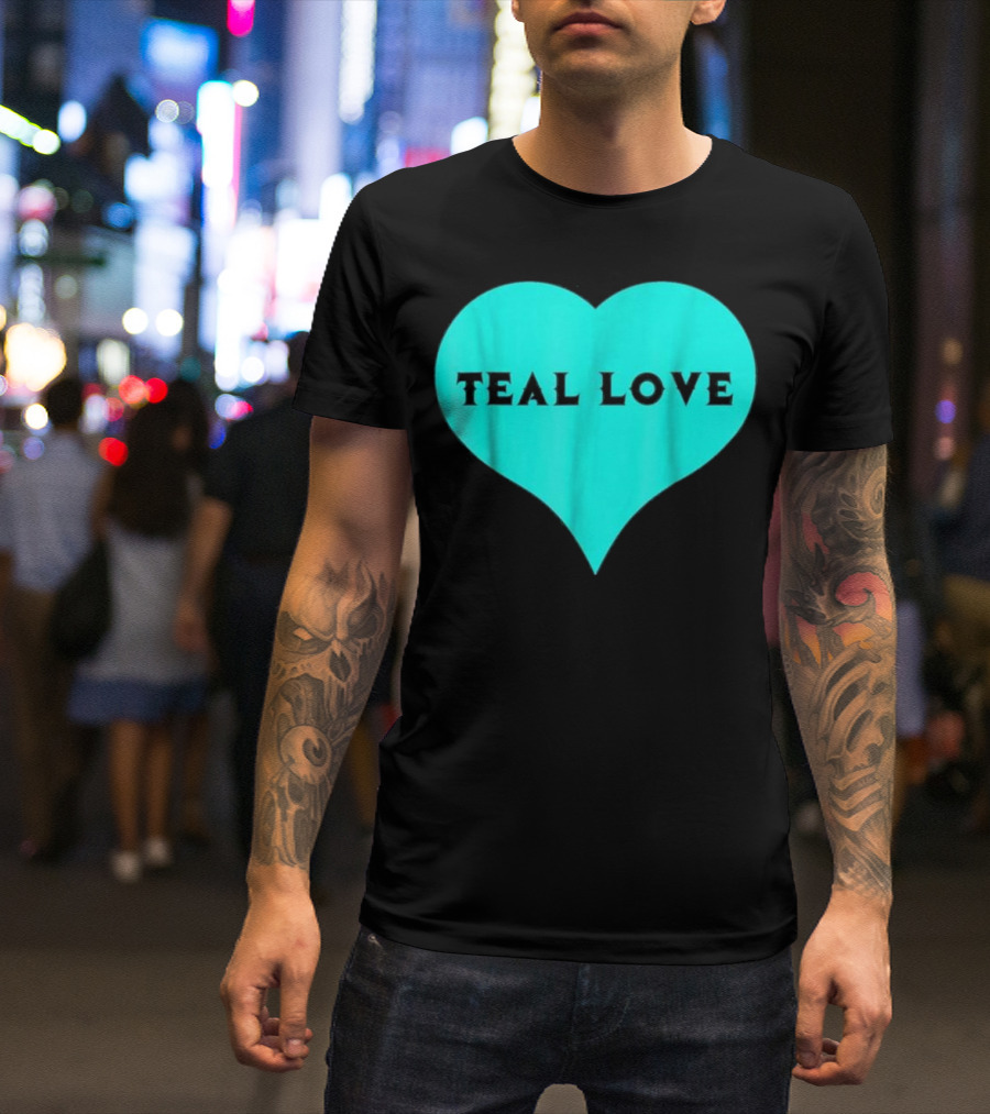 Teal Love Heart Food Allergy Awareness Week T-Shirt