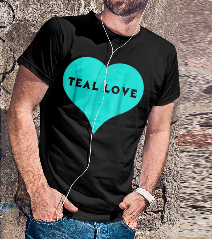 Teal Love Heart Food Allergy Awareness Week T-Shirt