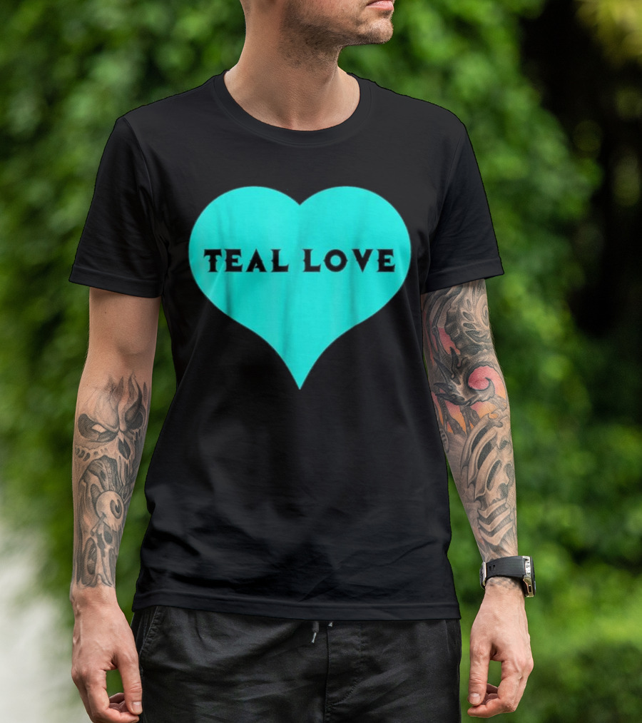 Teal Love Heart Food Allergy Awareness Week T-Shirt