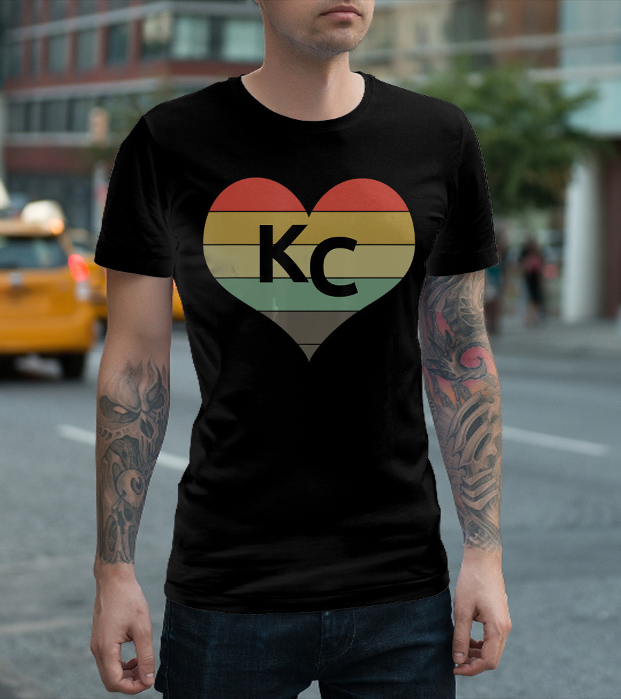 Vintage Heart KC Love Kansas City Stripes Men T-Shirt