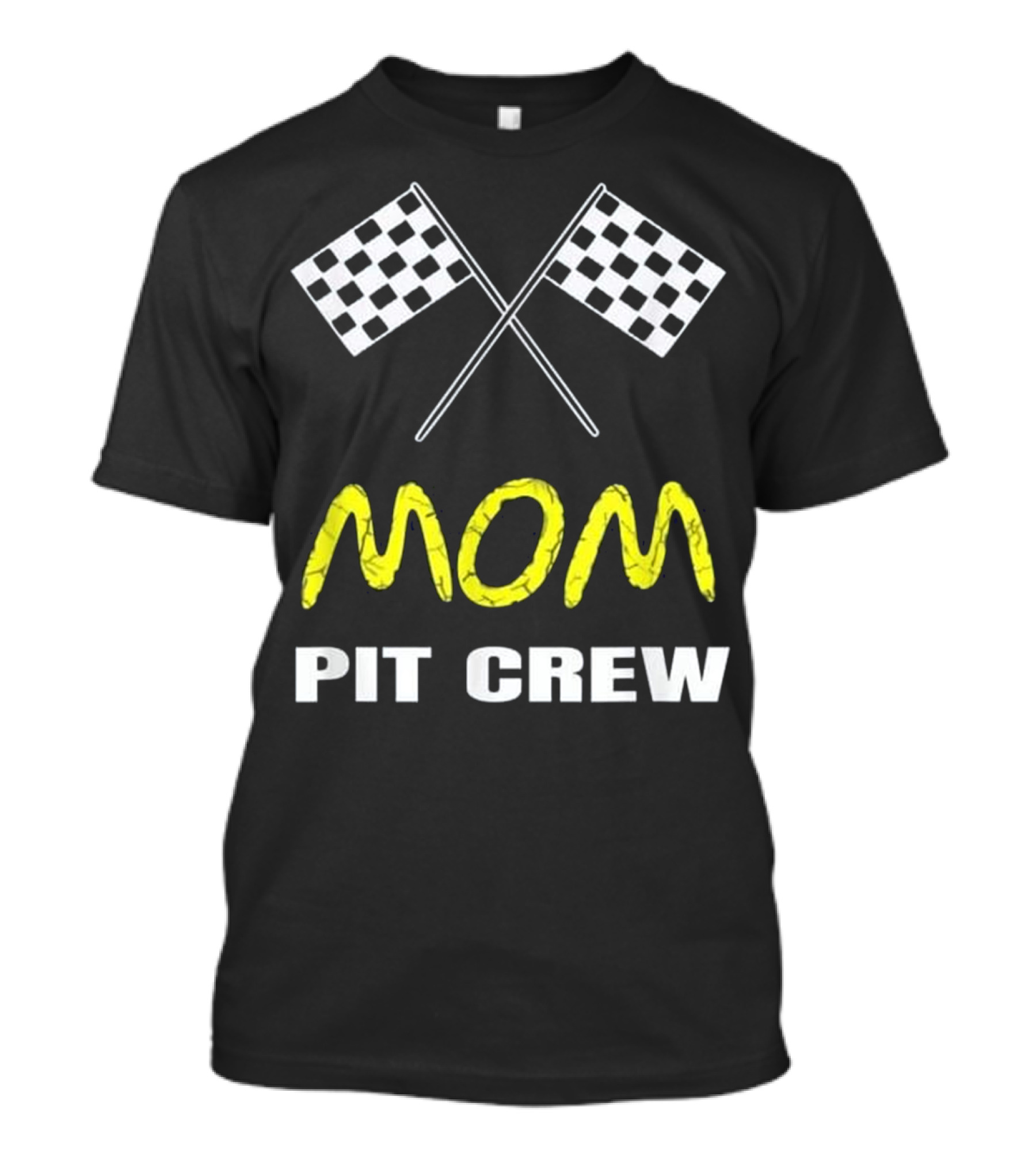 Vintage Mom Pit Crew Checkered Race Flag Crossing T-Shirt