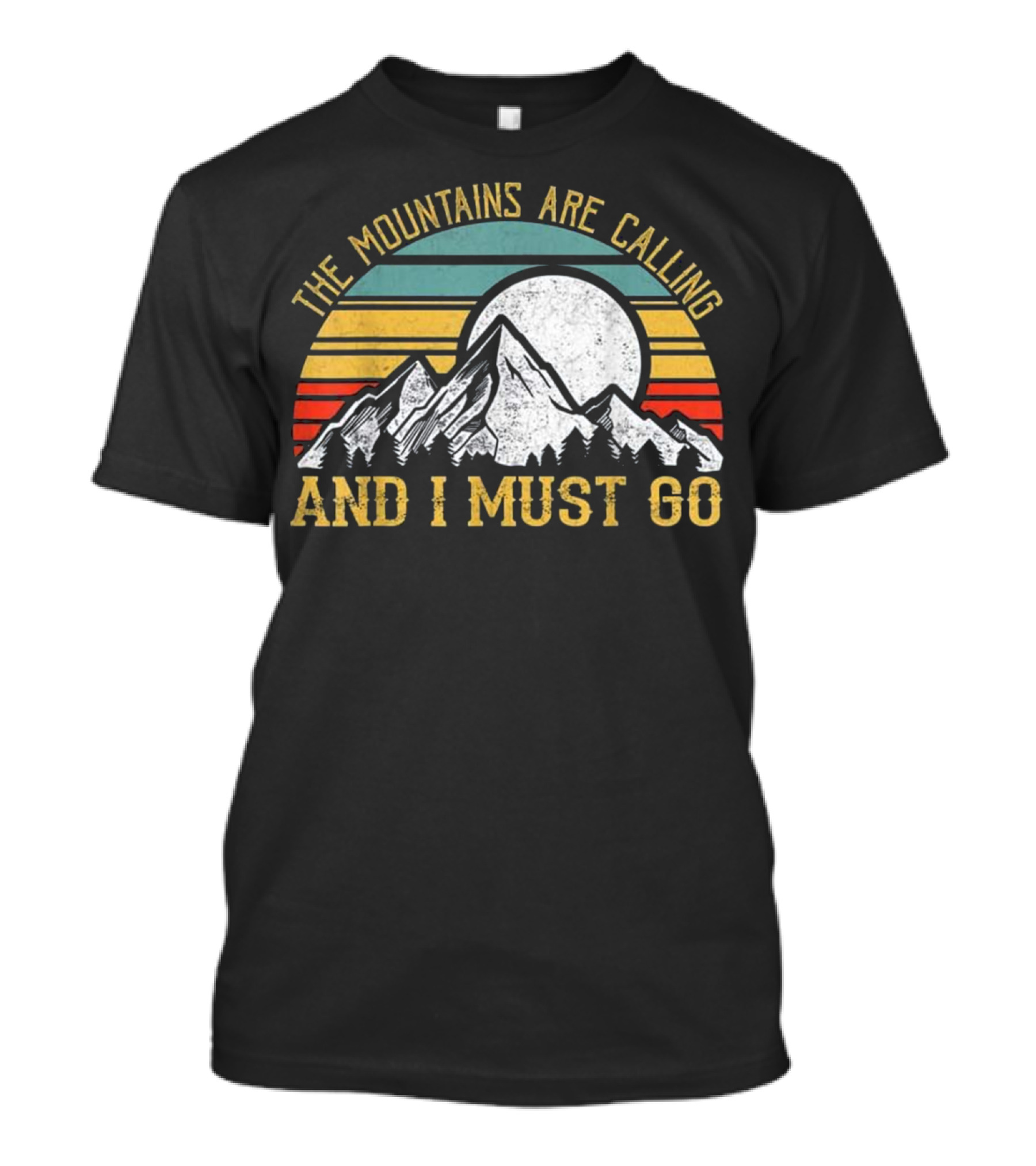 Vintage The Mountains Are Calling And I Must Go Retro Sunset Mountain Scene T-Shirt