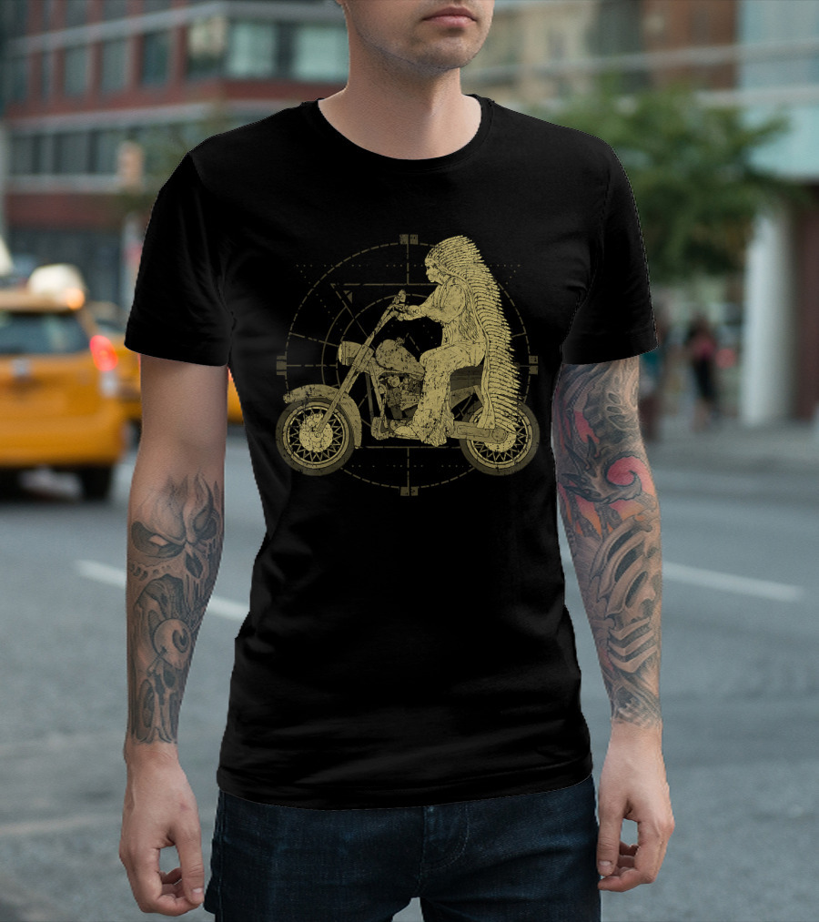 Vintage Native American Chief Biker Motorcycle Ride T-Shirt