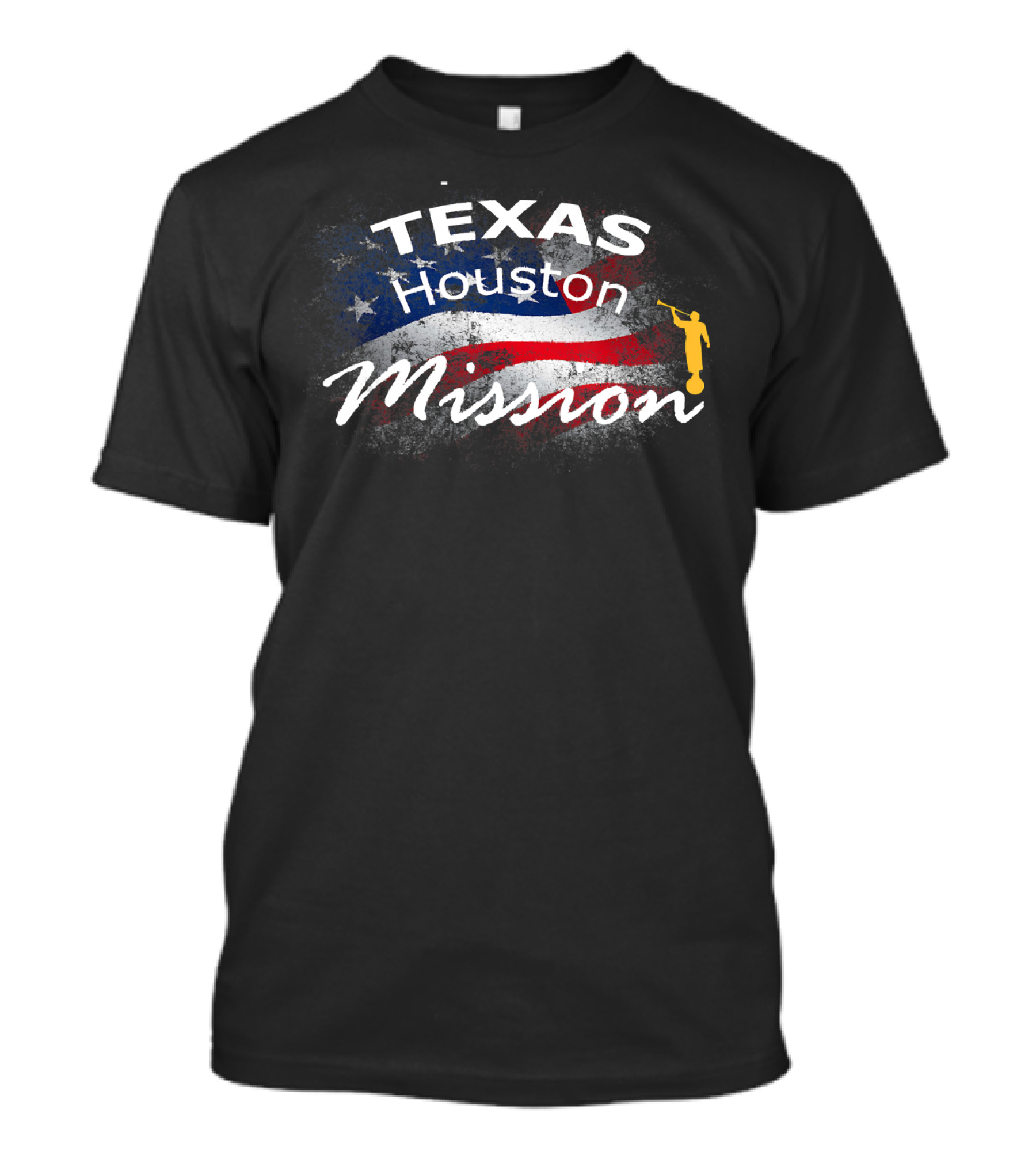 Texas Houston Mormon LDS Mission American Flag T-Shirt
