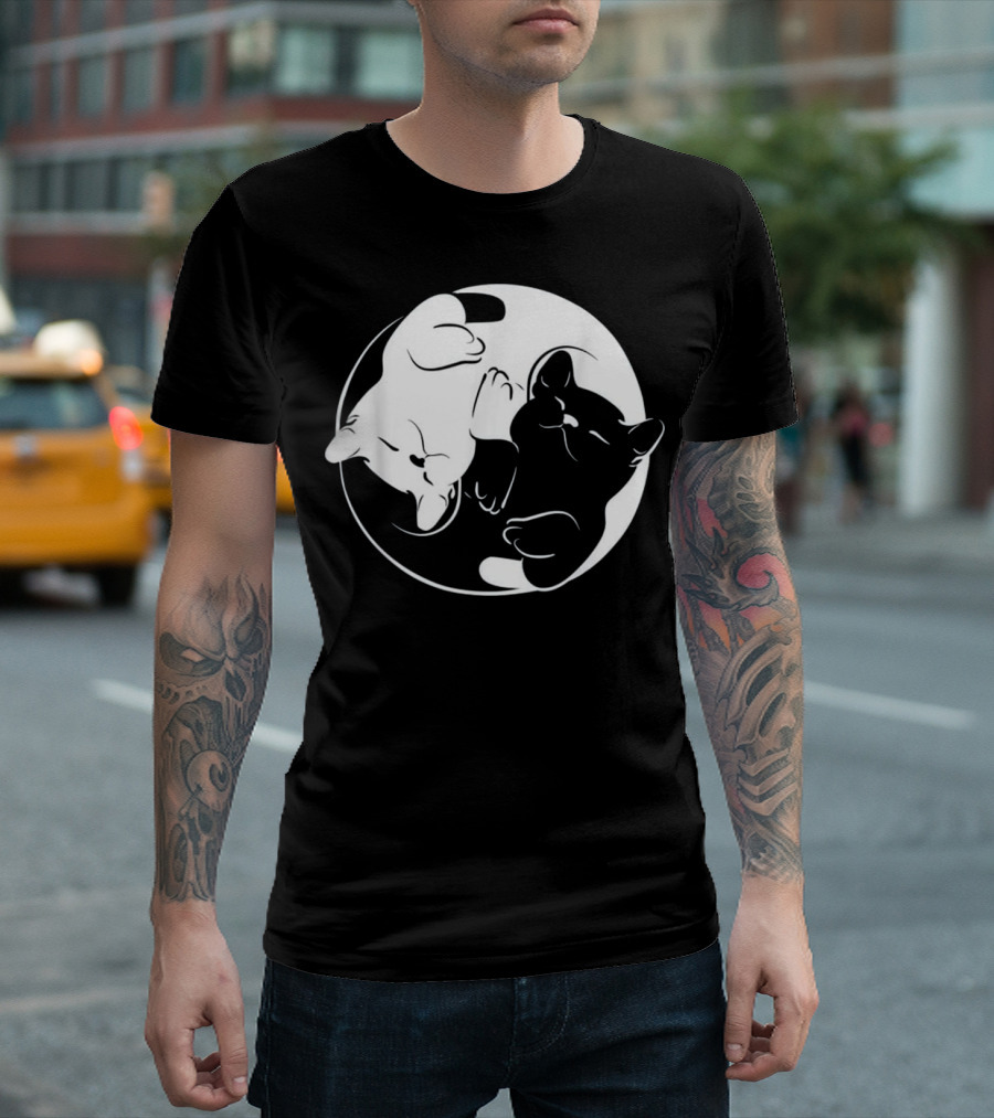 Yin Yang Zen Cats Yoga Meditation Harmony T-Shirt