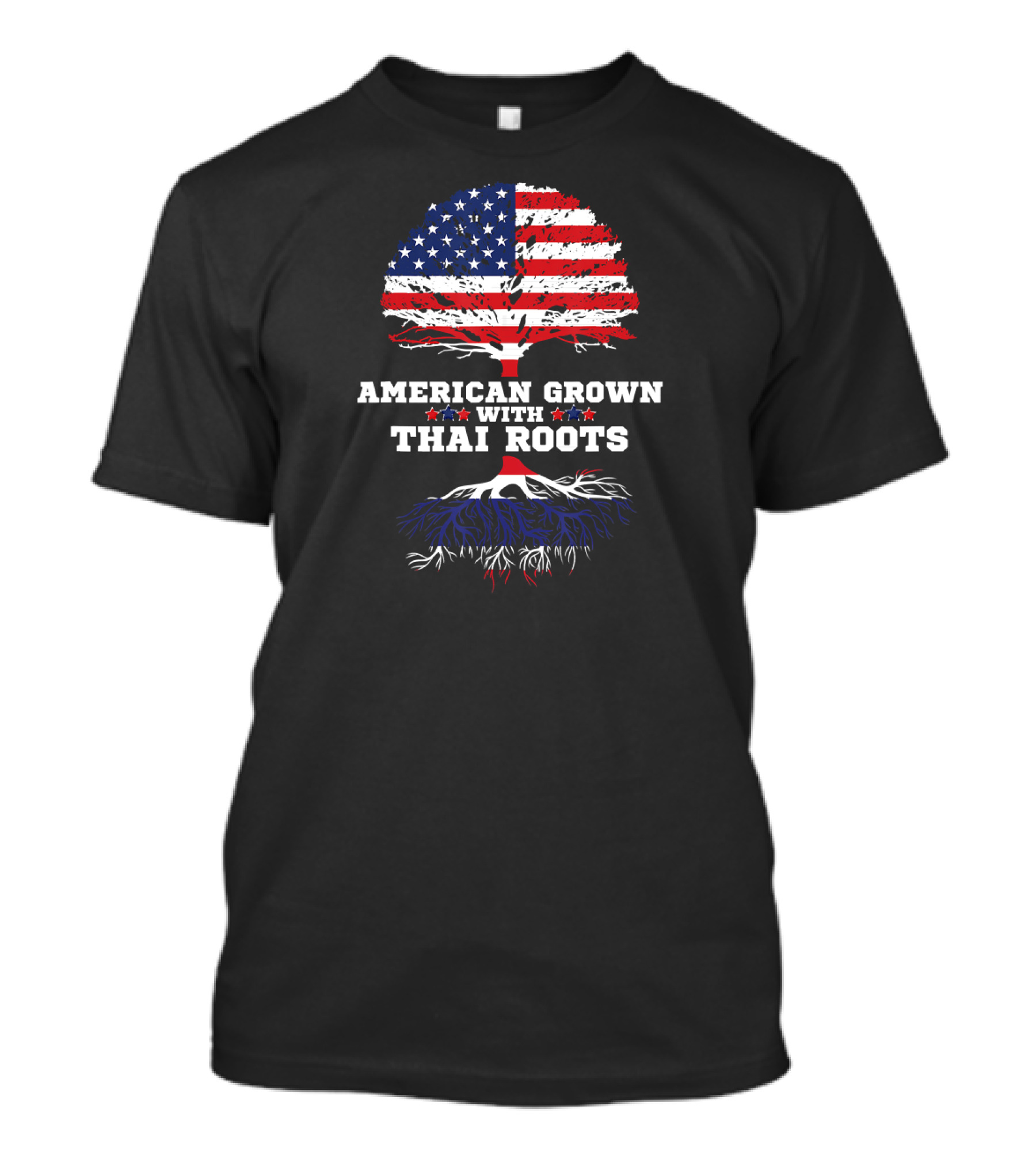 American Grown With Thai Roots Flag Tree T-Shirt