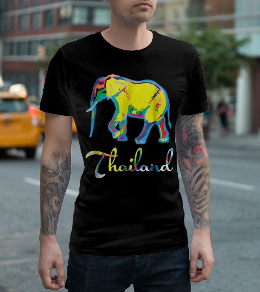 Thailand Elephant Multicolor Tourism Souvenir T-Shirt