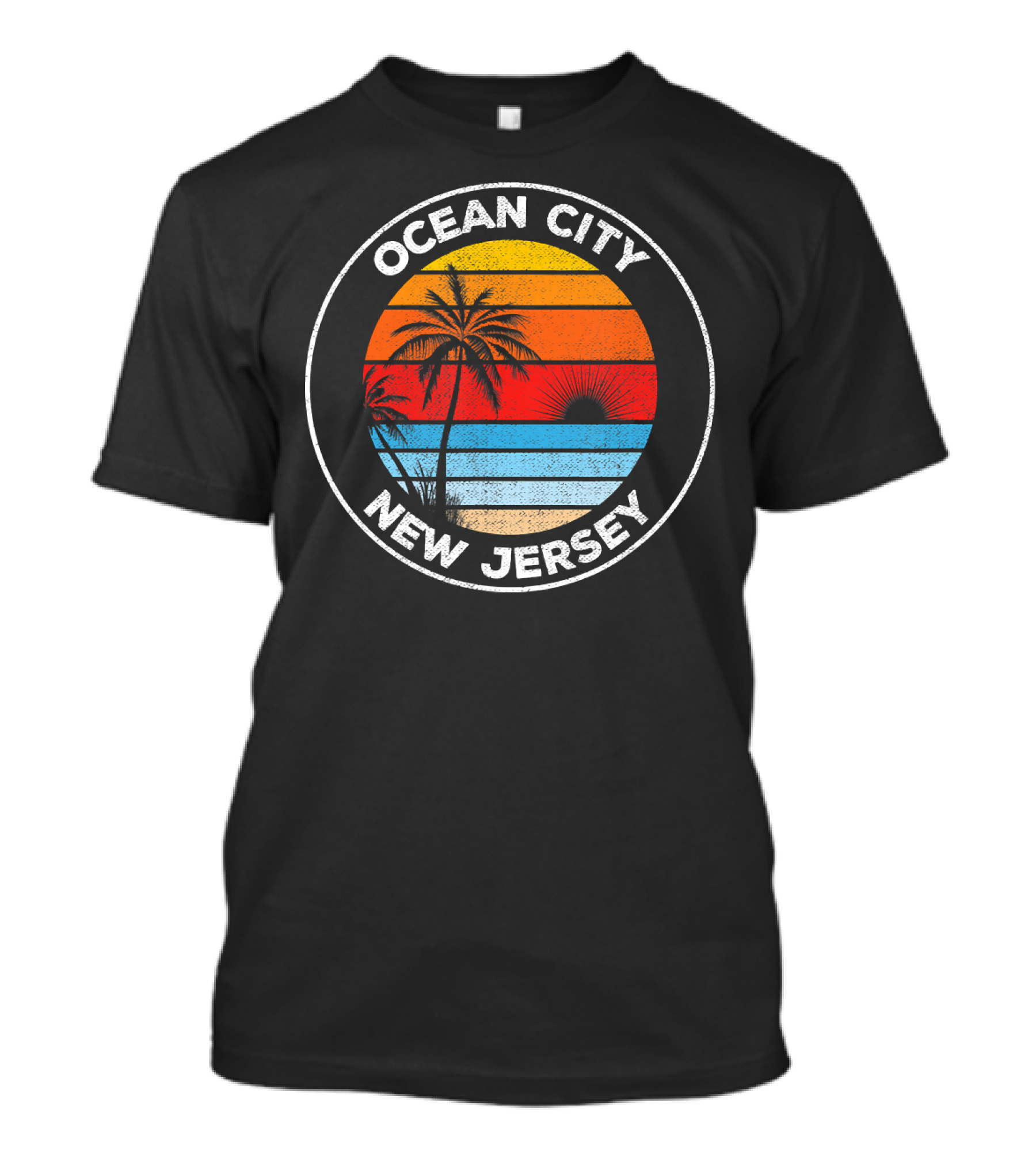 Ocean City New Jersey Vintage Sunset Beach Palm Trees Souvenir T-Shirt