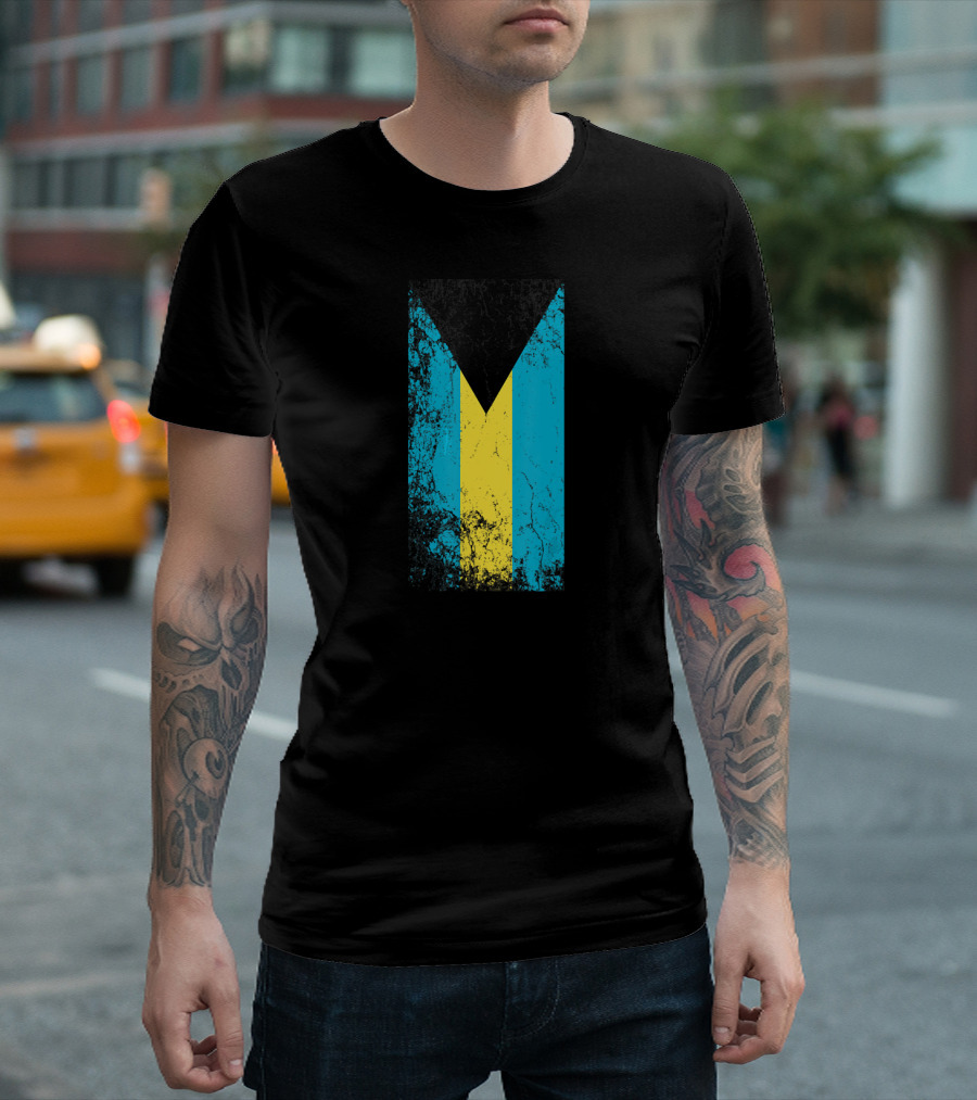 The Bahamas National Flag Vintage Style Retro Distressed Look T-Shirt