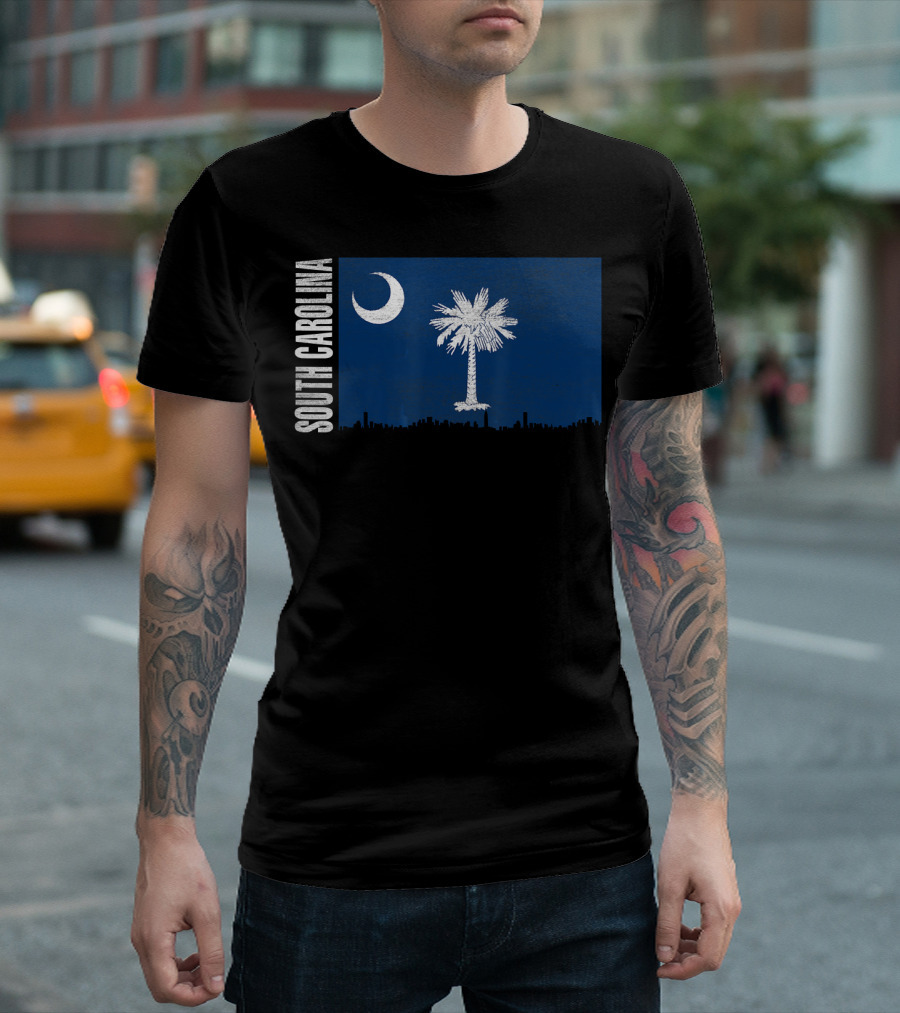 South Carolina Vintage Flag Palmetto Crescent Moon T-Shirt
