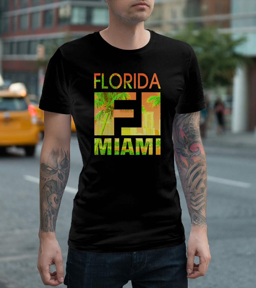 Vibrant Vintage Miami Florida USA Cityscape T-Shirt