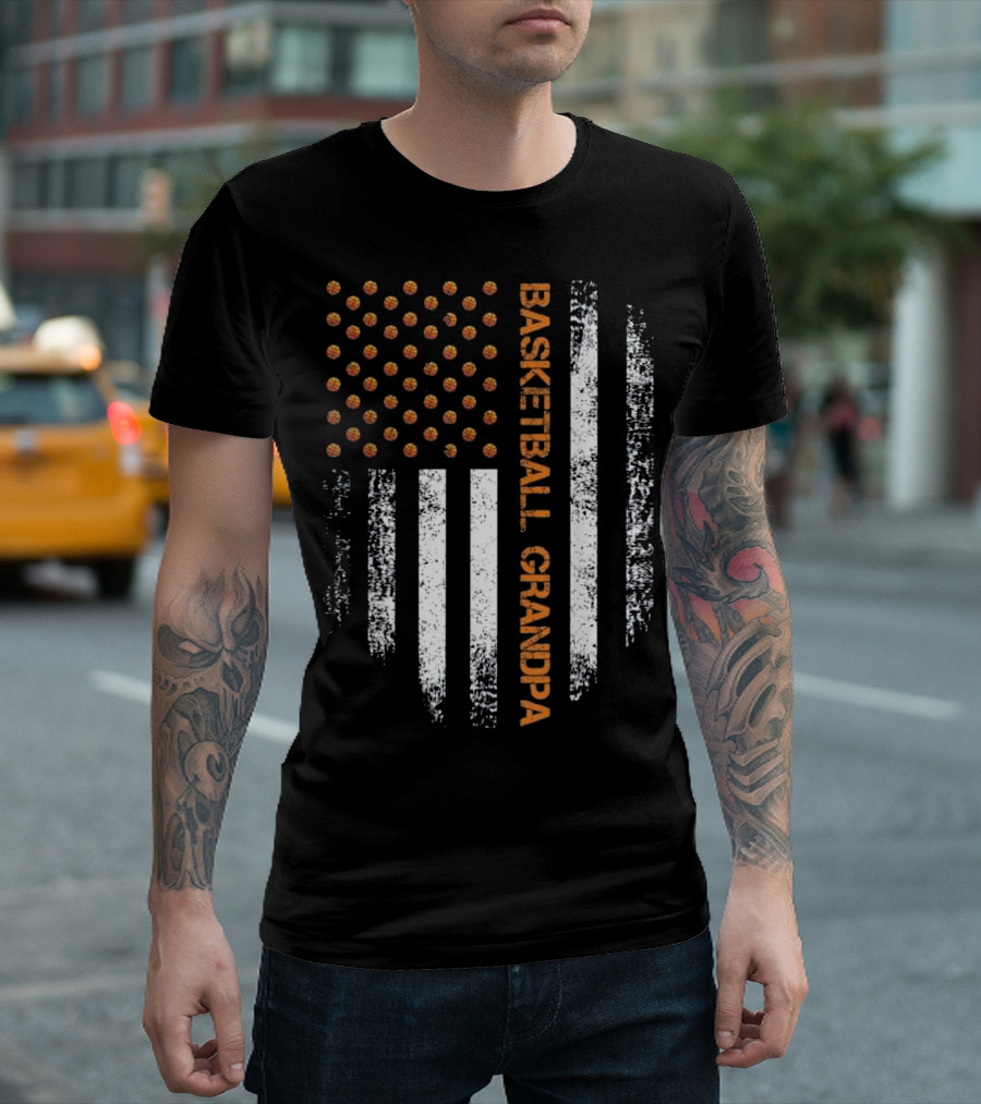 Vintage USA American Flag Basketball Grandpa Pride T-Shirt