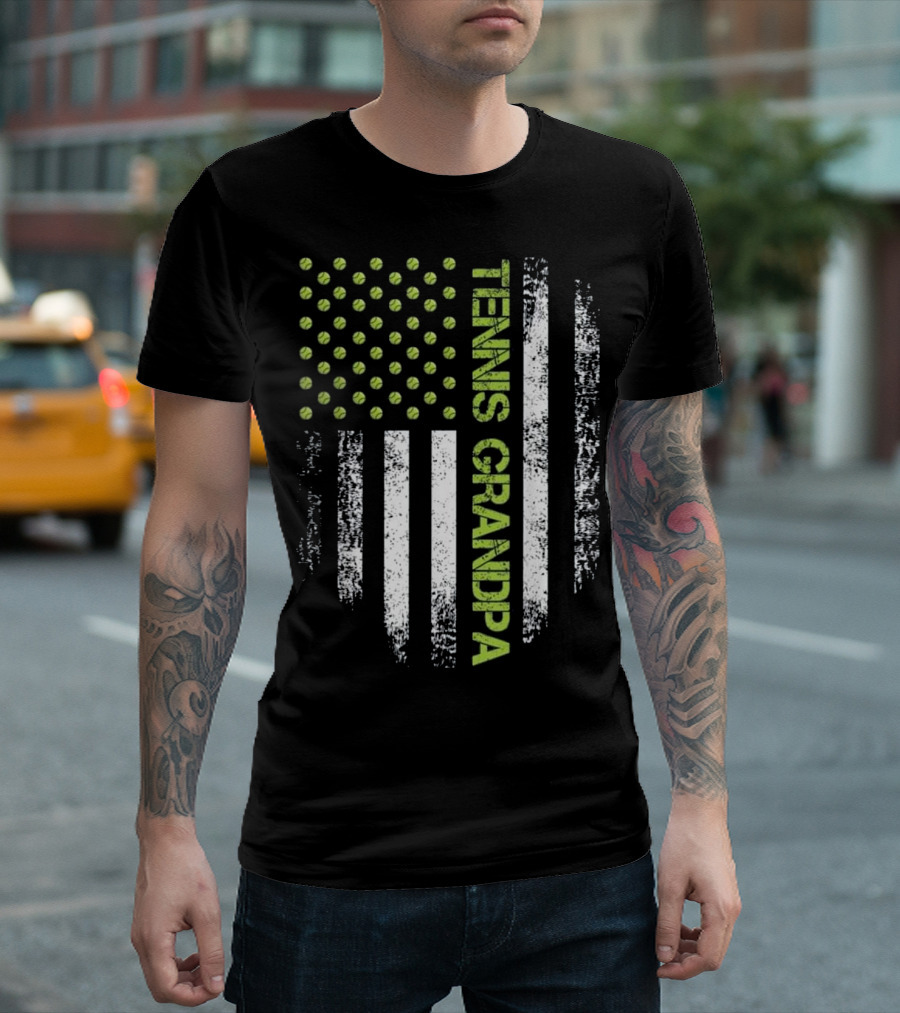 Vintage USA Tennis Grandpa American Flag T-Shirt