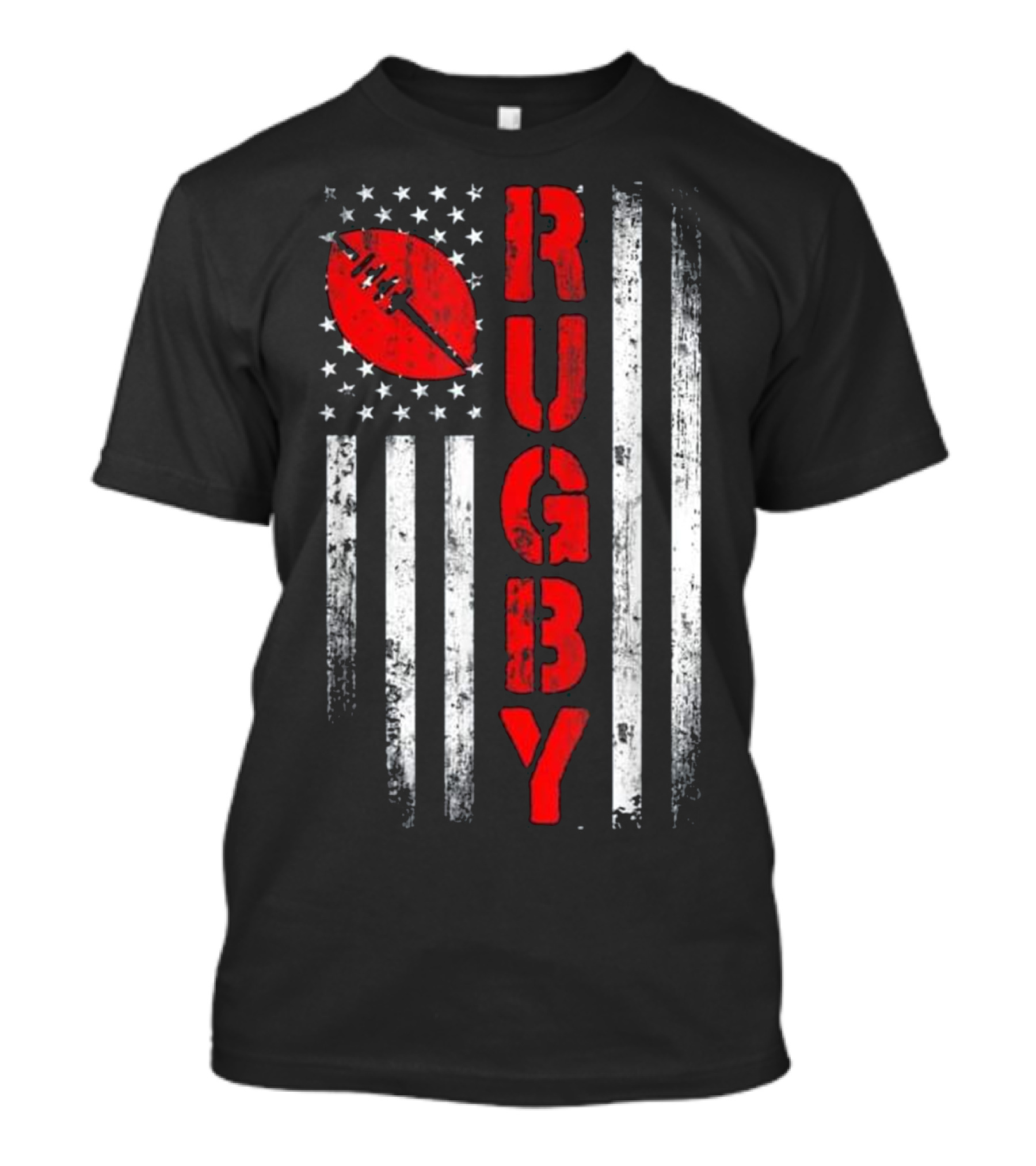 Vintage USA American Flag Rugby With Ball Rugby Stars Stripes T-Shirt