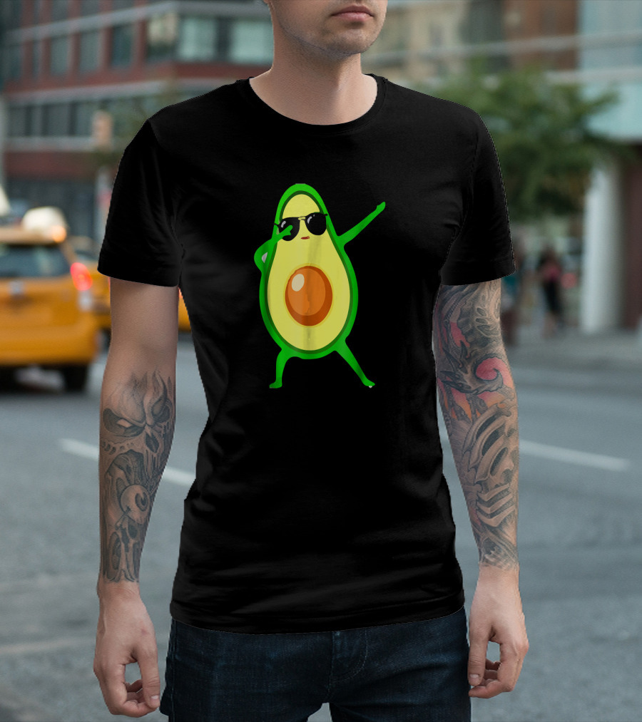 The Dabbing Avocado Plant Green Food Lo With Cool Sunglasses Dance Move T-Shirt