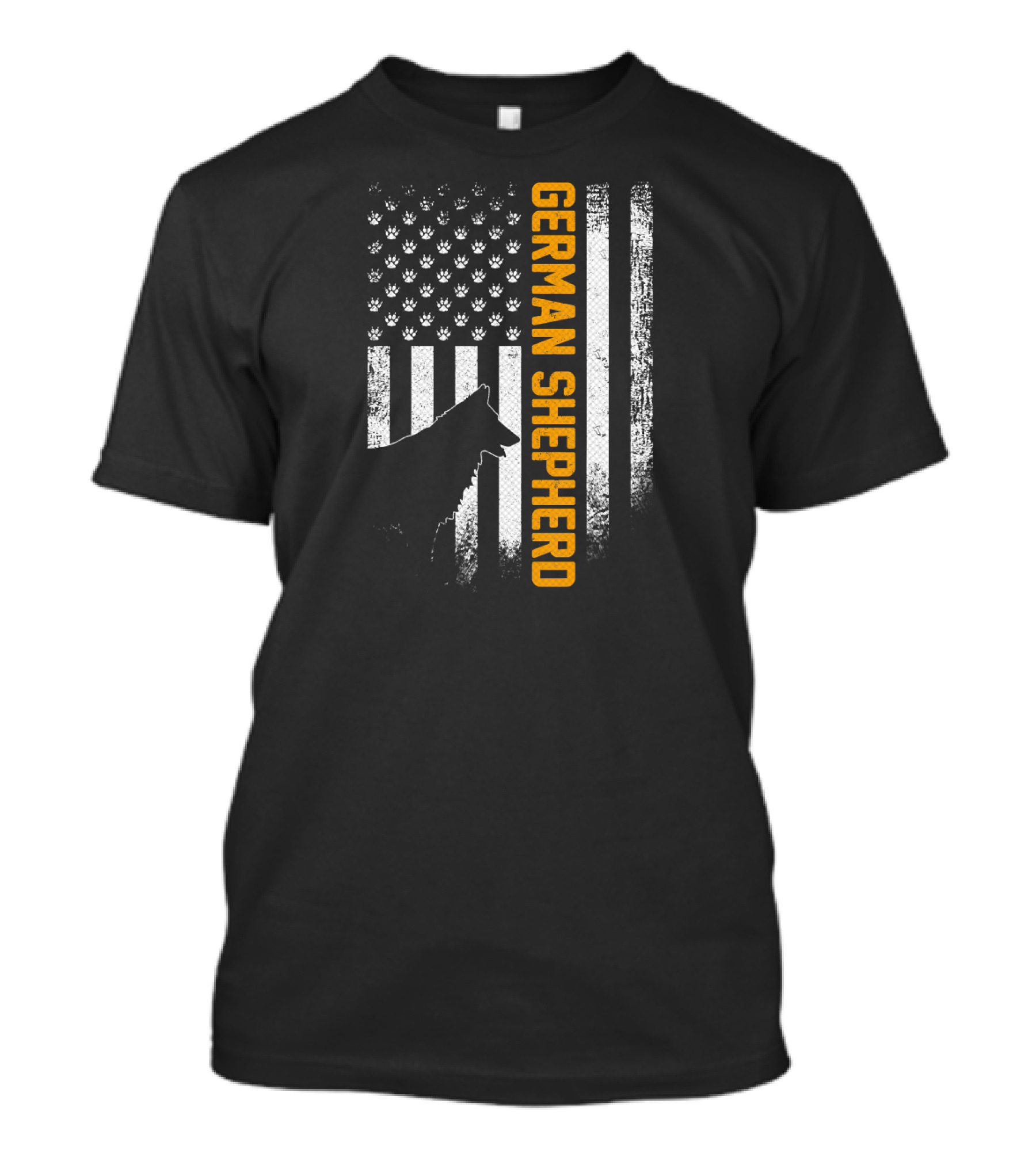 Vintage USA German Shepherd Flag Paw Prints T-Shirt