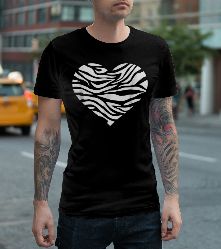 Zebra Pattern Heart T-Shirt