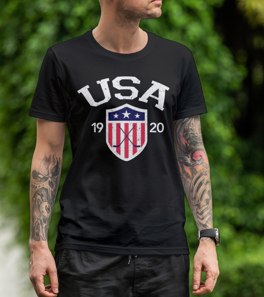 Vintage USA 1920 National Hockey Shield T-Shirt