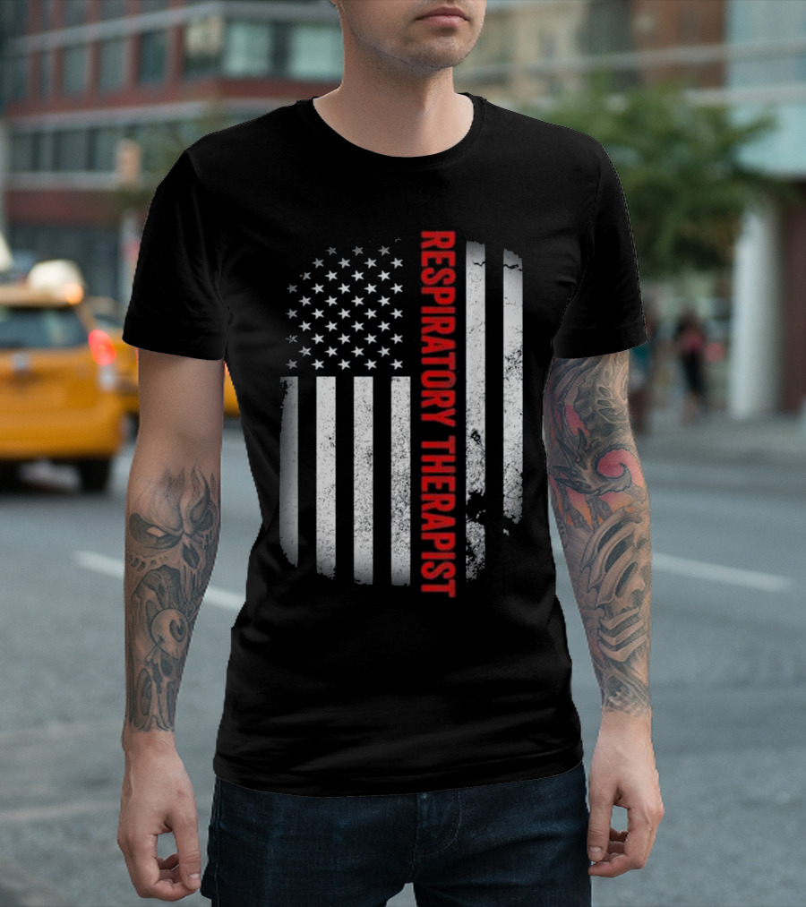 Vintage USA Flag Respiratory Therapist American Pride T-Shirt