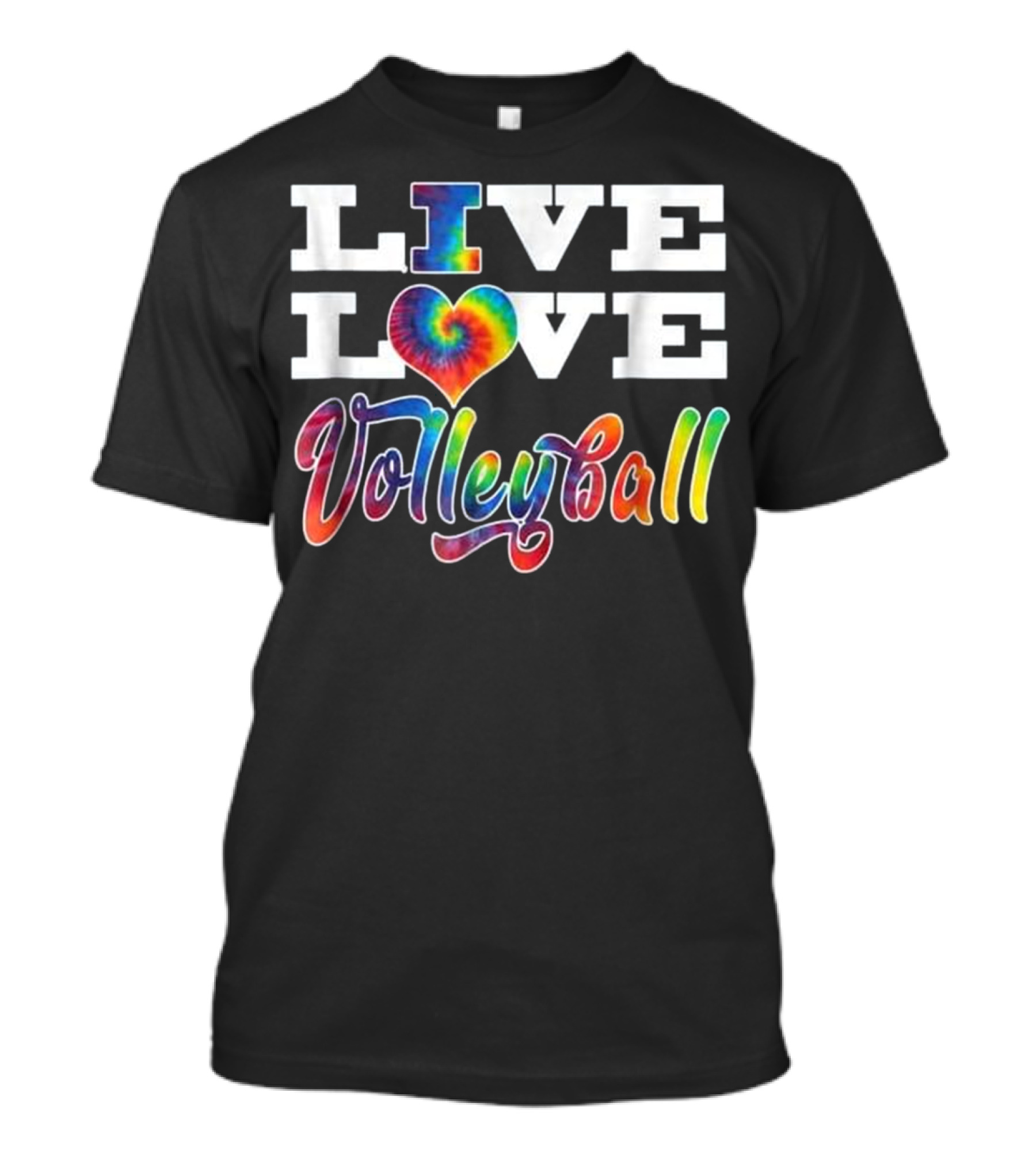 Live Love Volleyball Colorful Tie Dye Heart T-Shirt