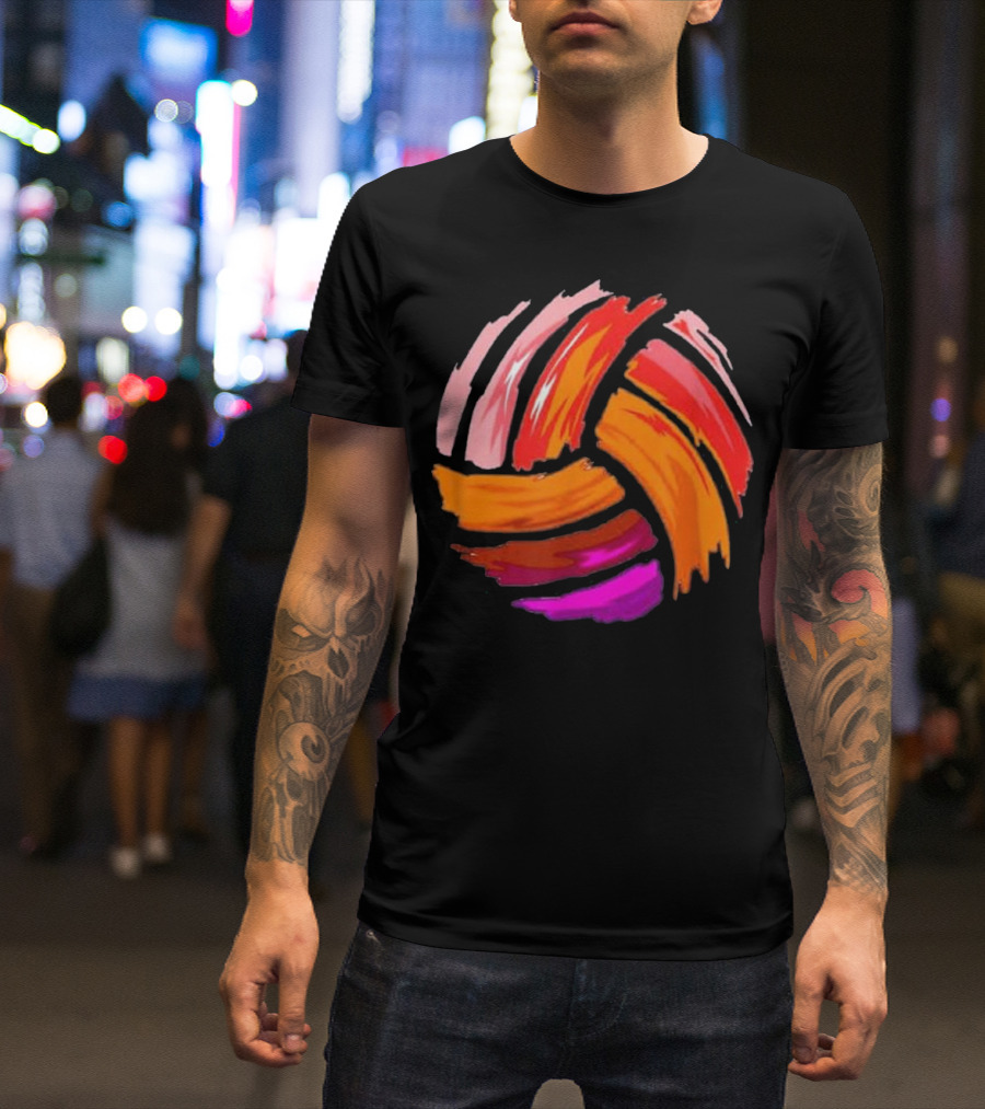Volleyball Orange Yellow Brushstroke T-Shirt